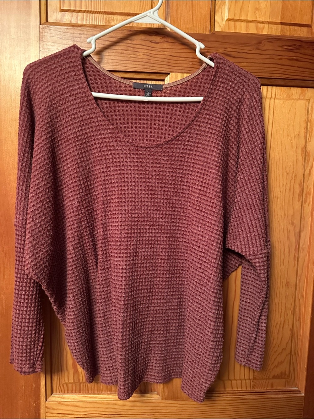 Relaxed Waffle Crew Neck Sweater in Mauve - BKE